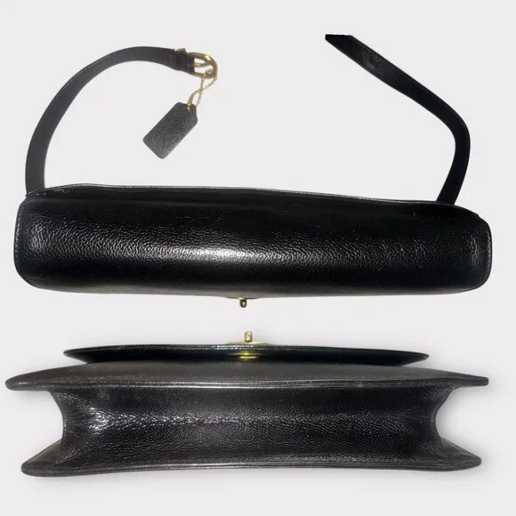 VTG Coach Madison Royalton Bag 4403 Black Caviar Leather Flap Turnlock 90s Italy - Picture 7 of 12